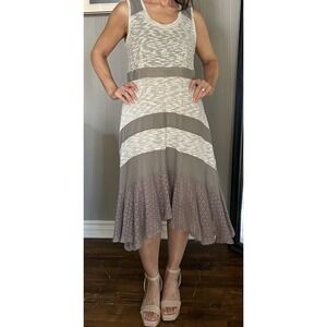 Ryu Anthropology Women's Midi Dress Sleeveless Uneven Hem Round Neck Size L